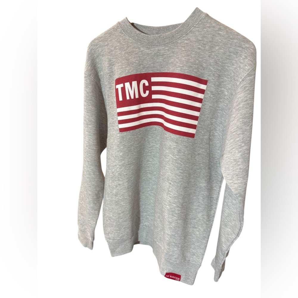 The Marathon Clothing Flag Logo Gray Sweatshirt- Medium Men, Large Women